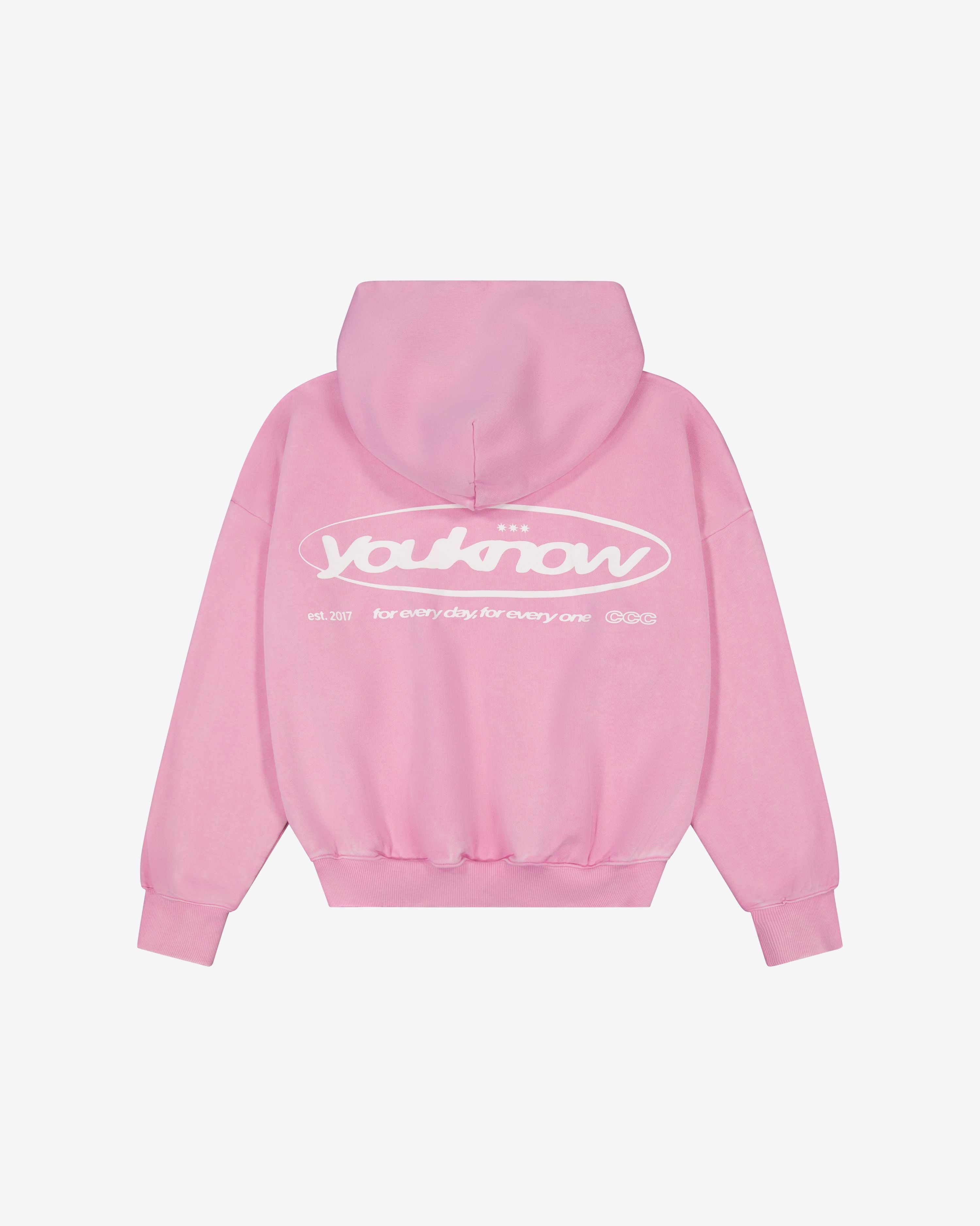 Distressed Logo Hoodie | Washed Pink