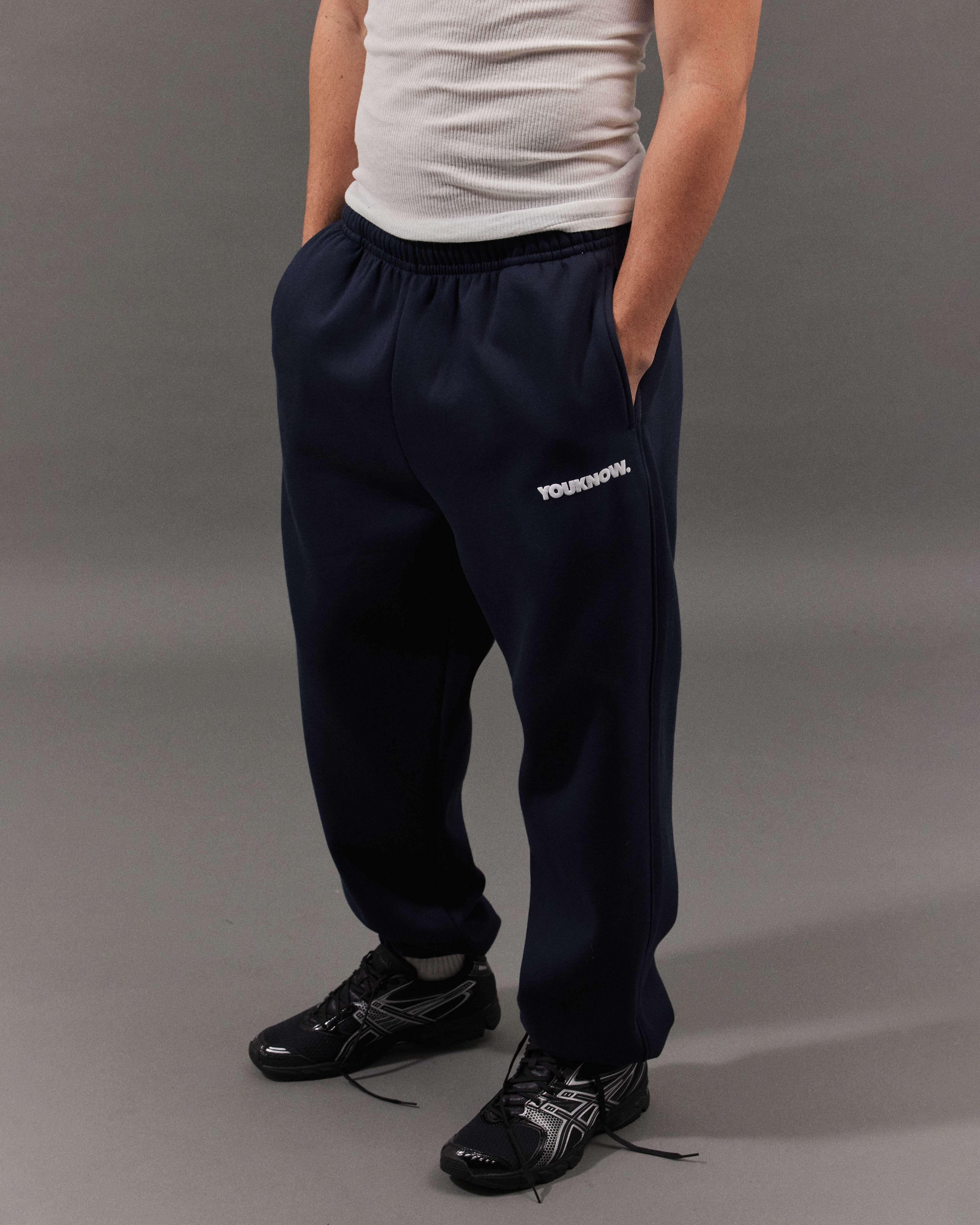 BLOCK CUFFED SWEATPANTS | Navy