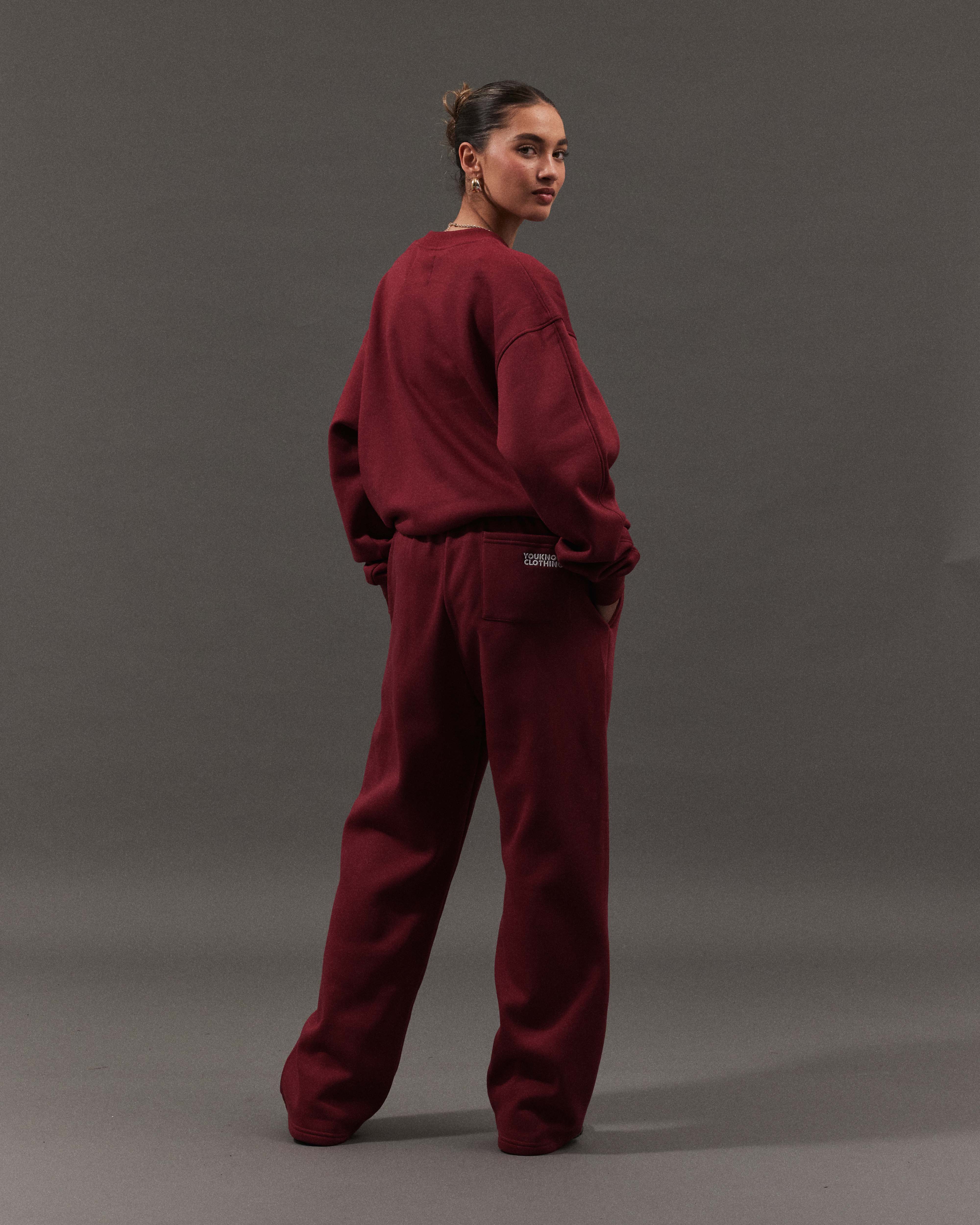 BLOCK WIDE-LEG SWEATPANTS | Maroon