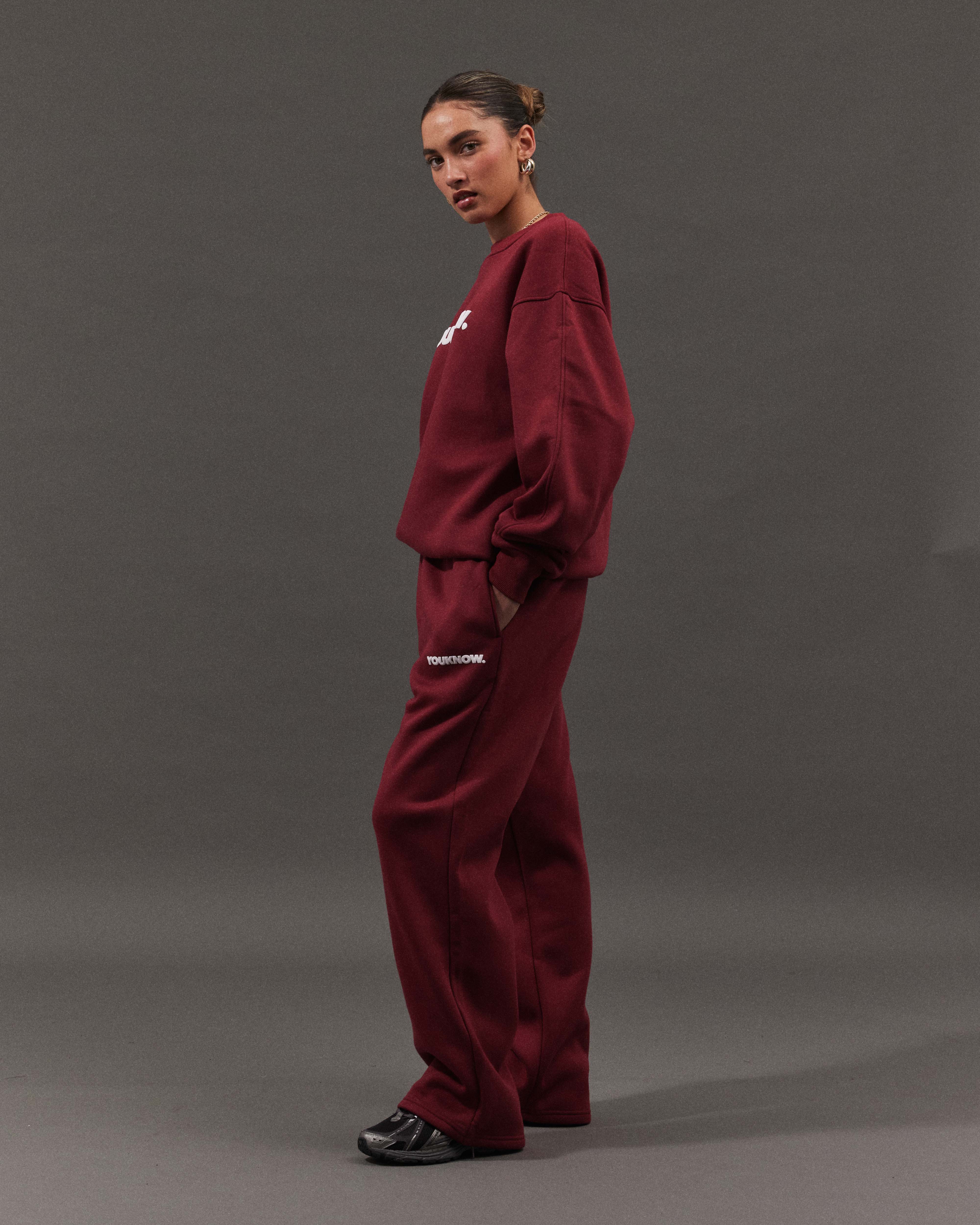 BLOCK WIDE-LEG SWEATPANTS | Maroon