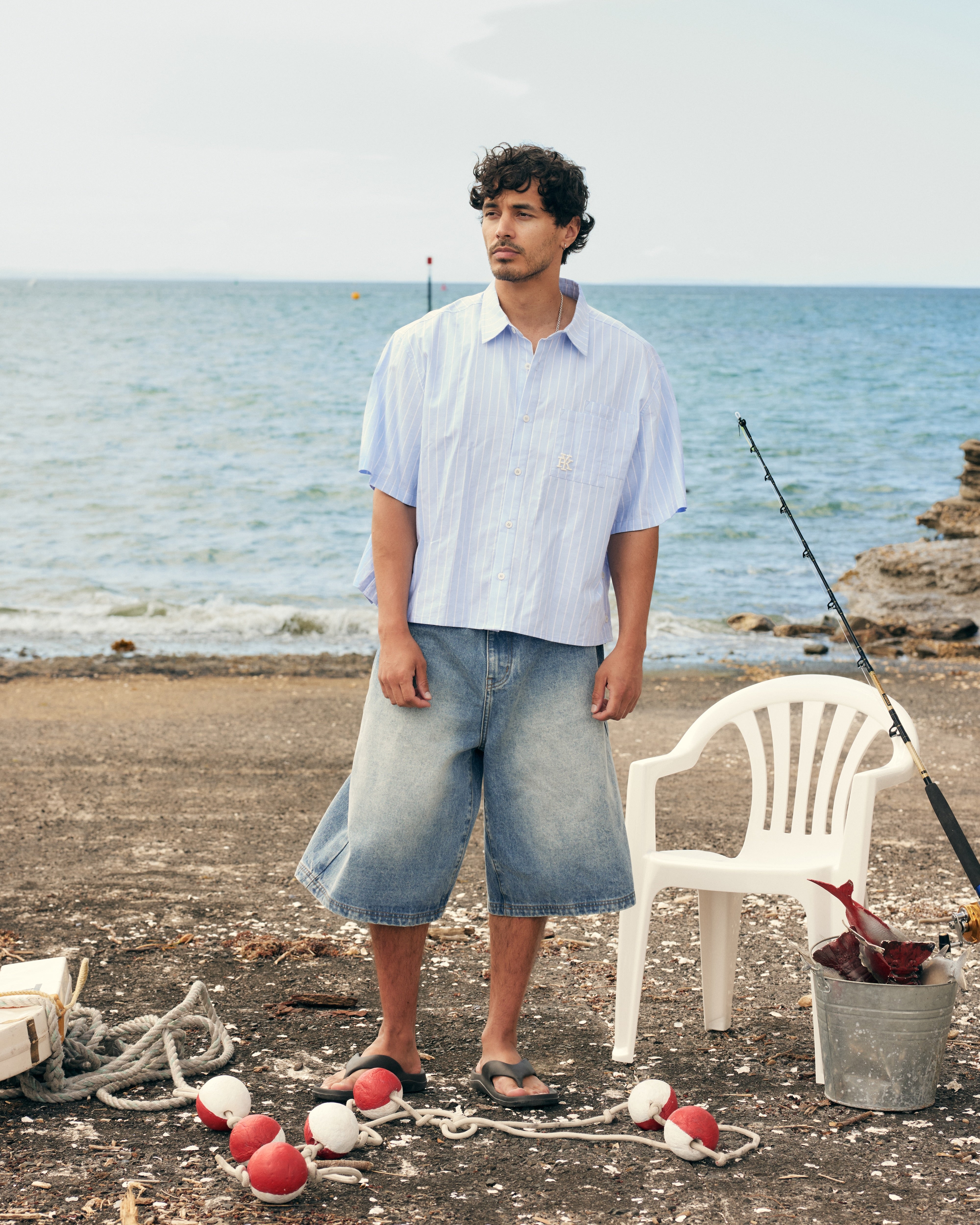 Double Pocket SS Shirt | Blue Stripe