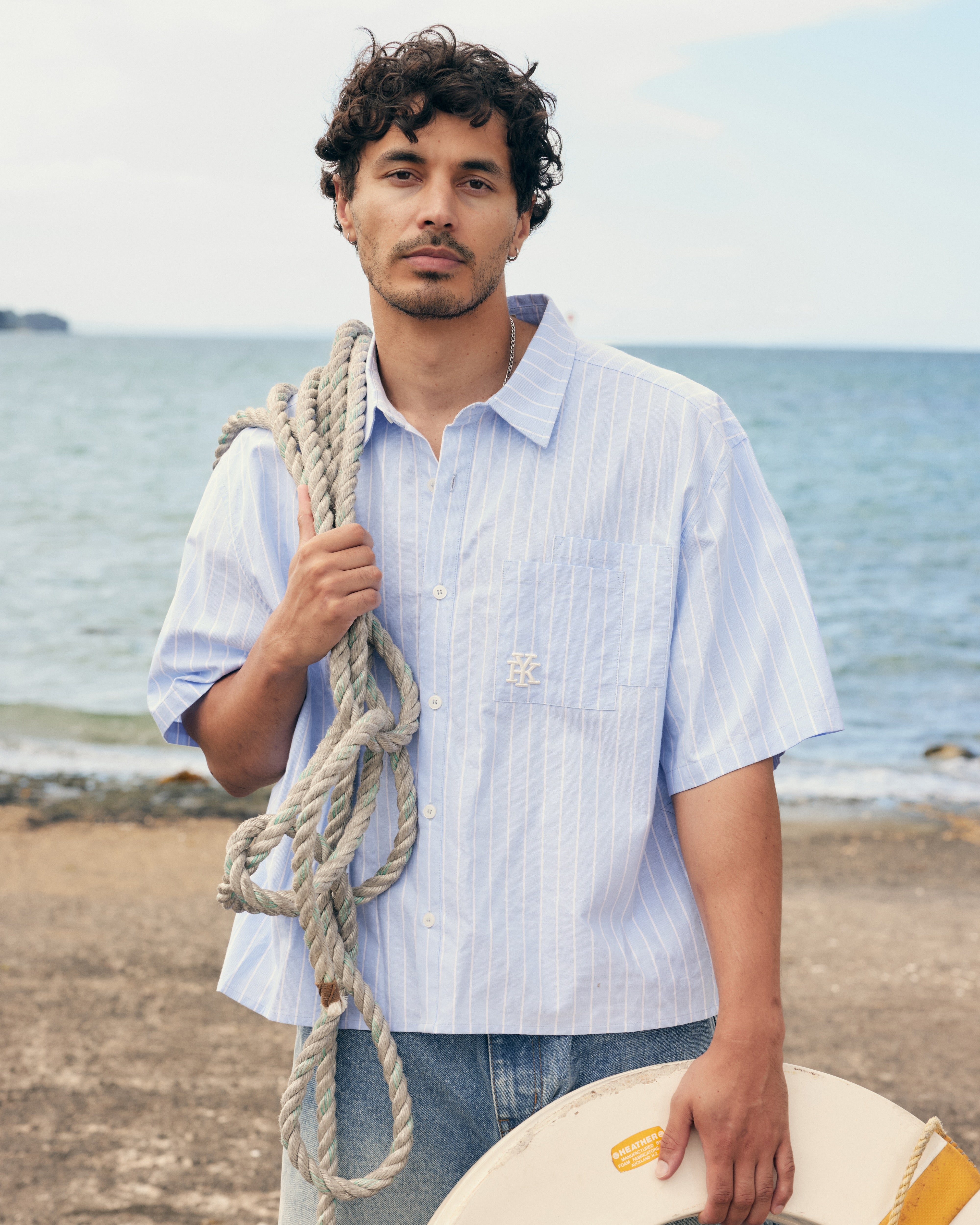 Double Pocket SS Shirt | Blue Stripe