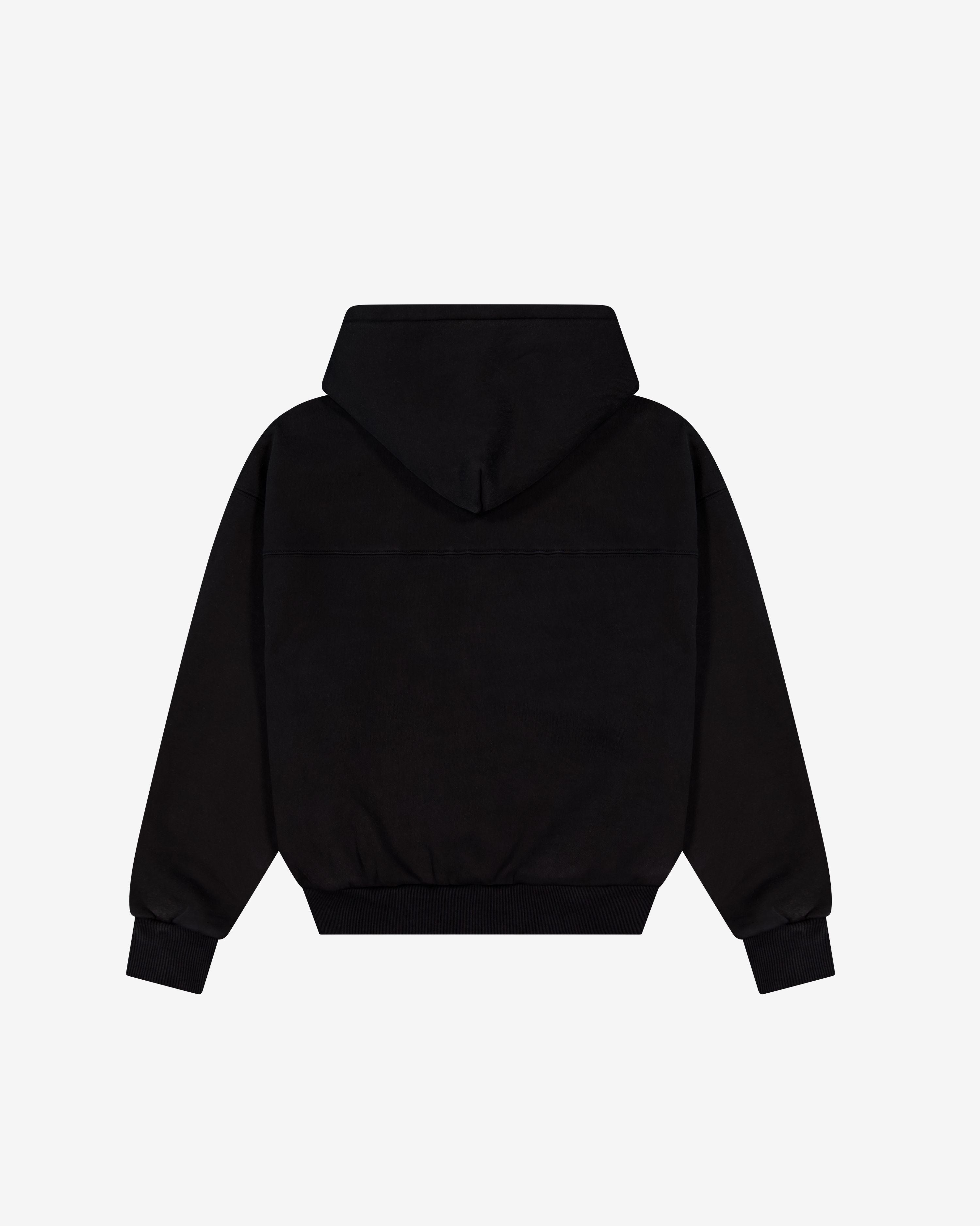 Panelled Zip Up Hoodie | Black