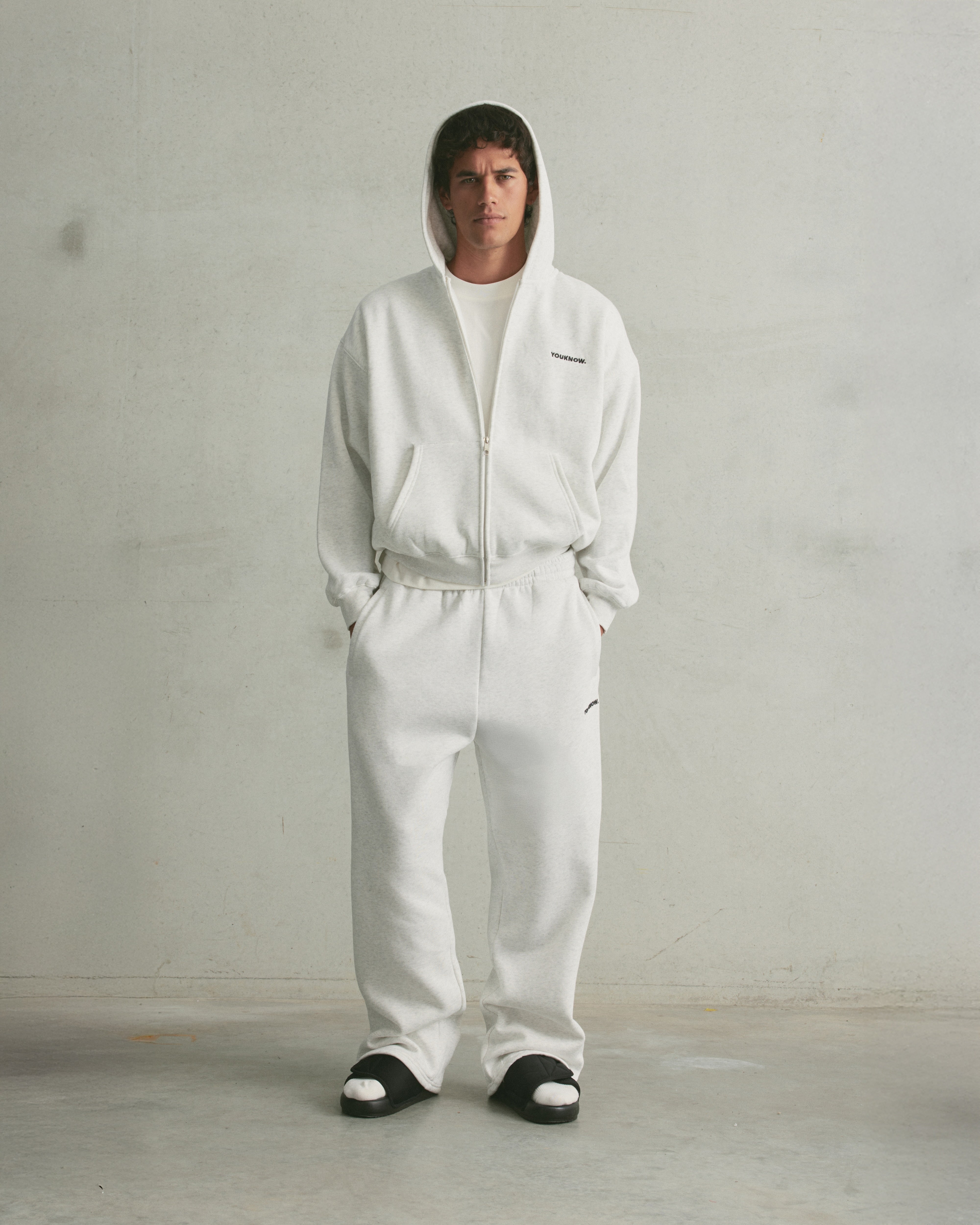 Core Zip Up Hoodie | White Marle