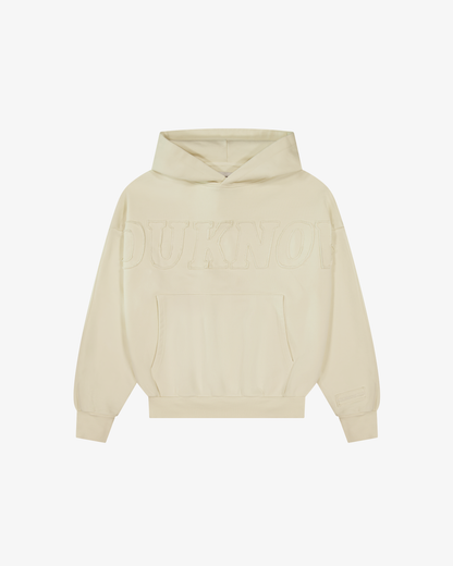 Distressed Applique Hoodie | Washed Cream