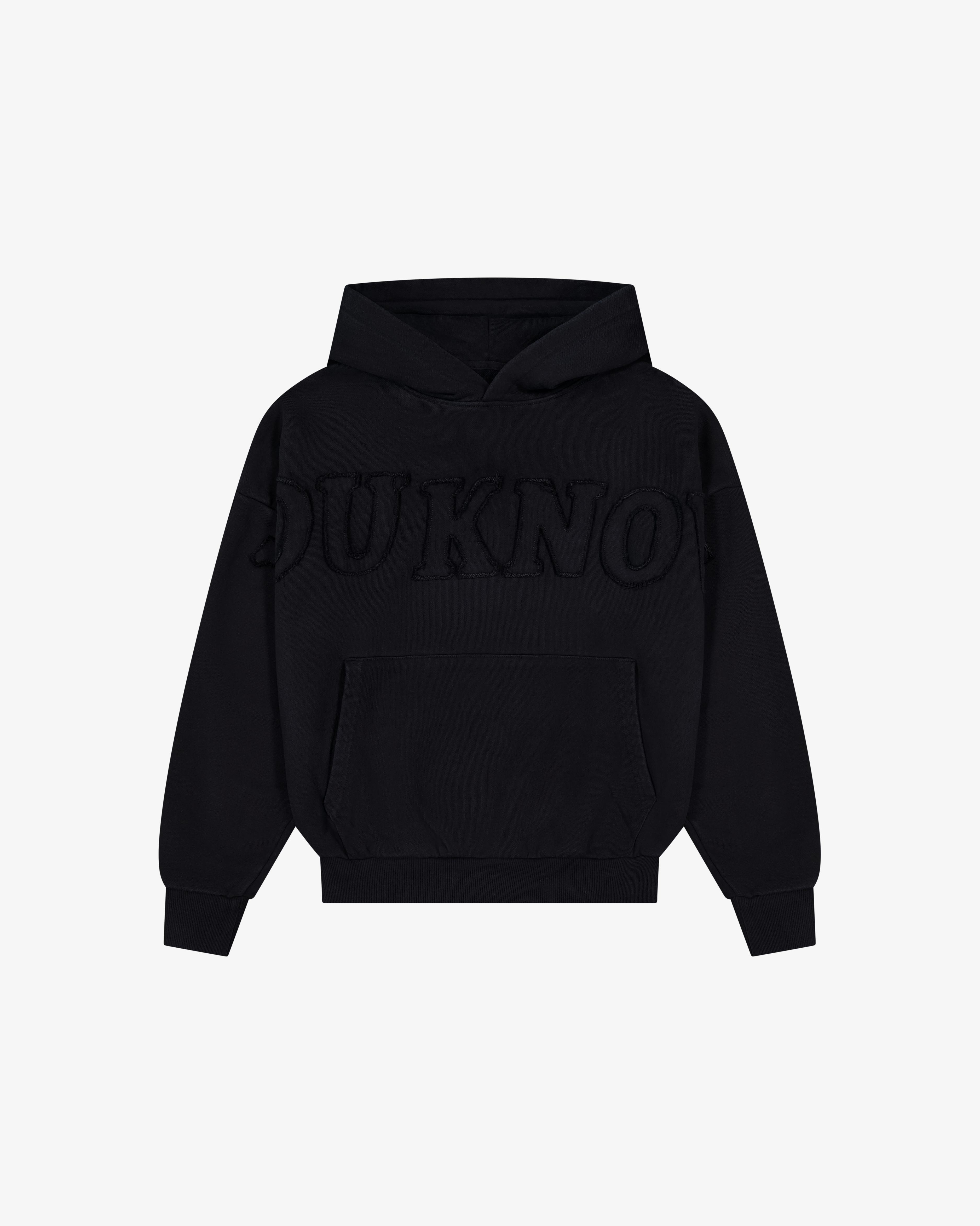 Distressed Applique Hoodie | Washed Black