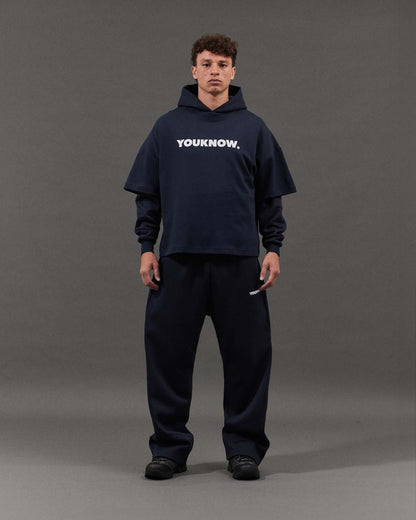 BLOCK WIDE-LEG SWEATPANTS | Navy