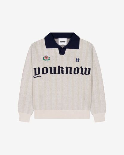 Knit Football Jersey | Beige Stripe