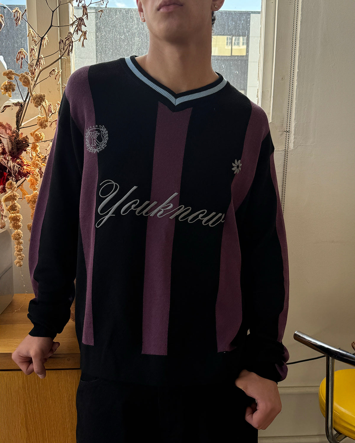 Knit Football Jersey | Burgundy Stripe