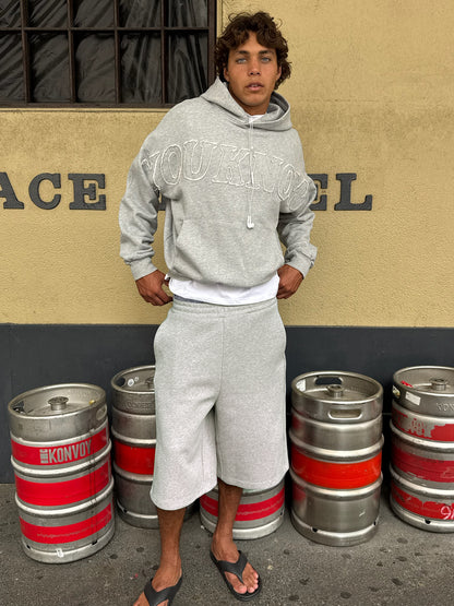 Distressed Applique Hoodie | GREY MARLE