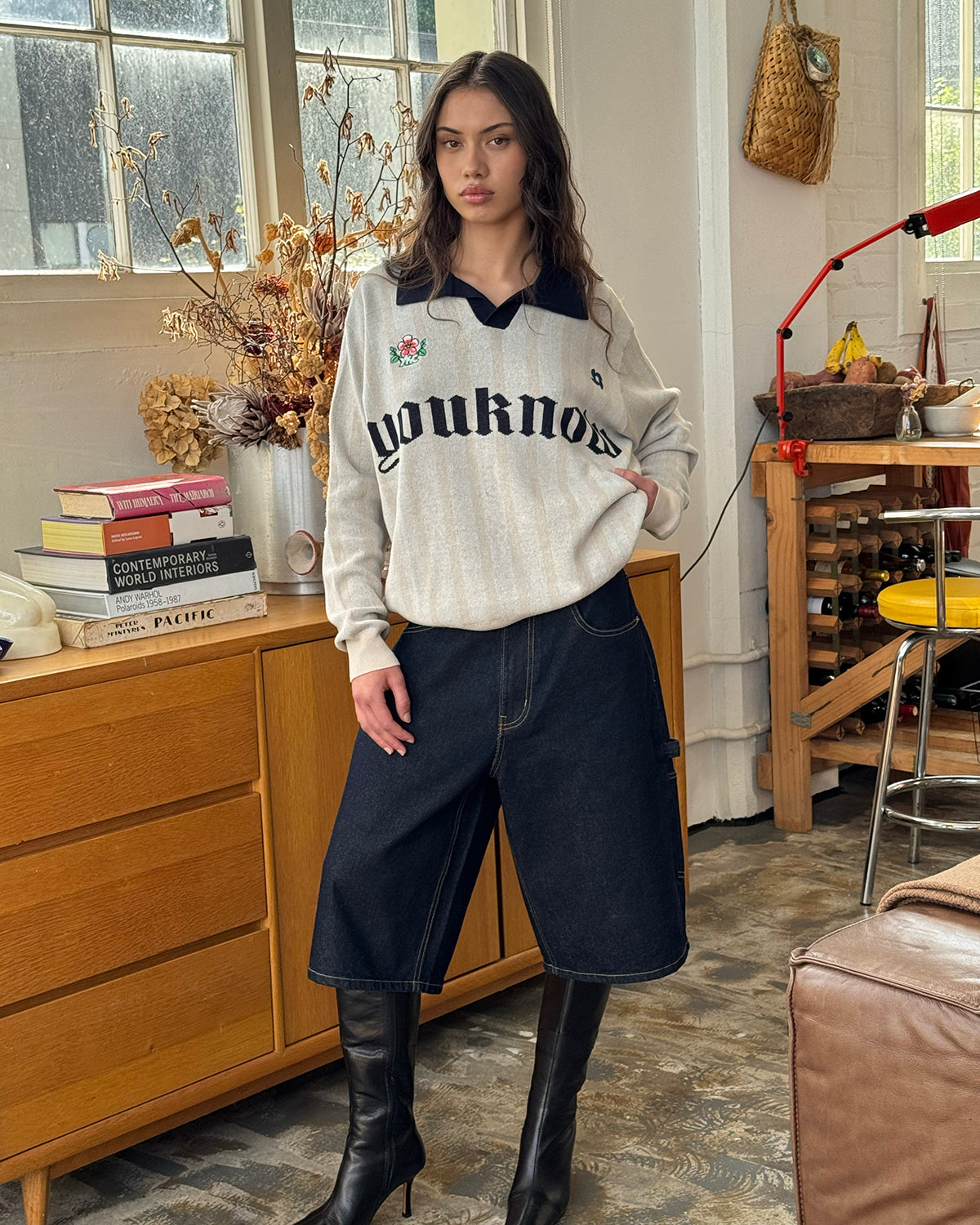 Knit Football Jersey | Beige Stripe