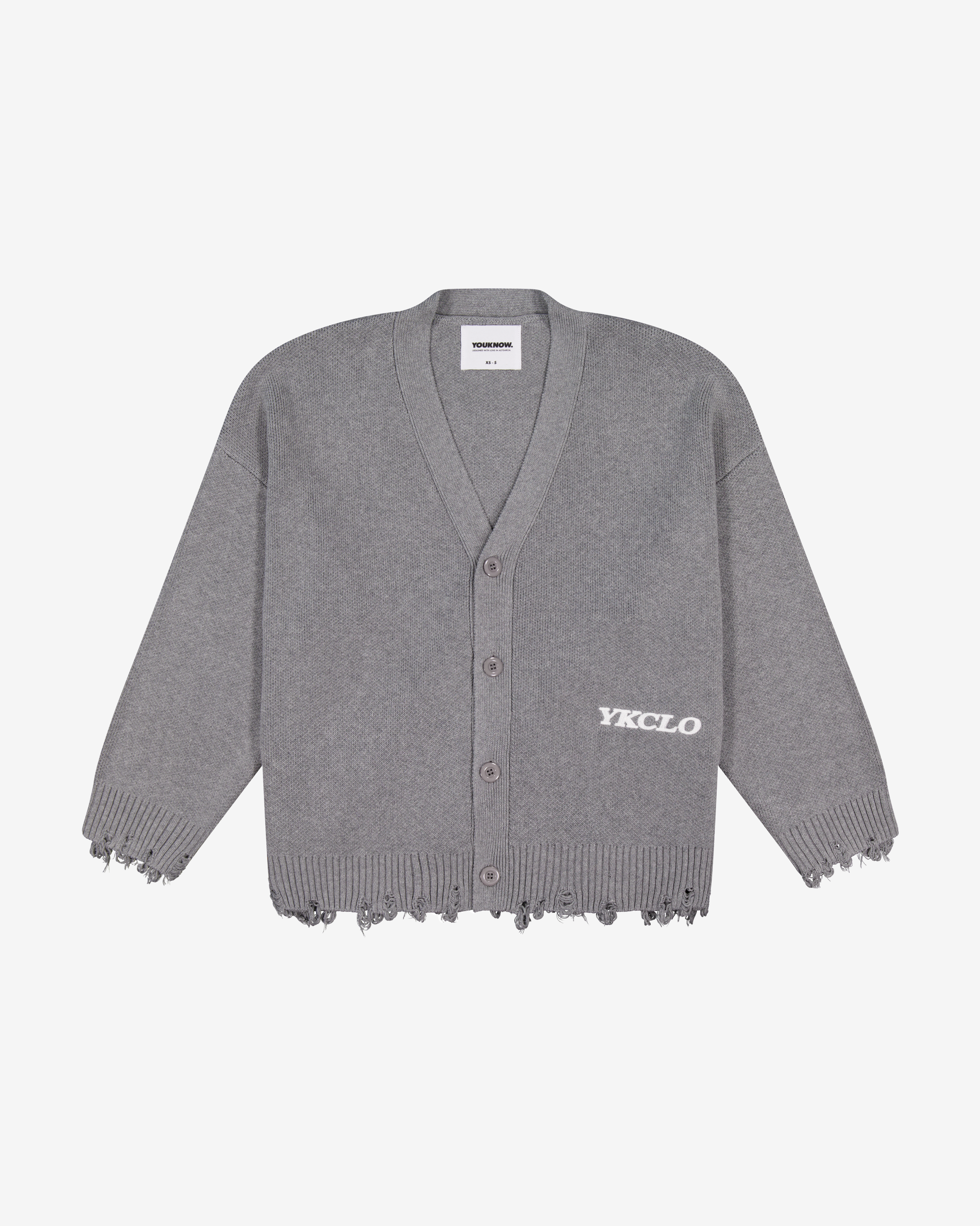 Cotton Knit Boxy Cardi | Distressed Grey Melange