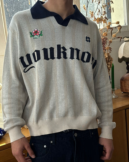 Knit Football Jersey | Beige Stripe