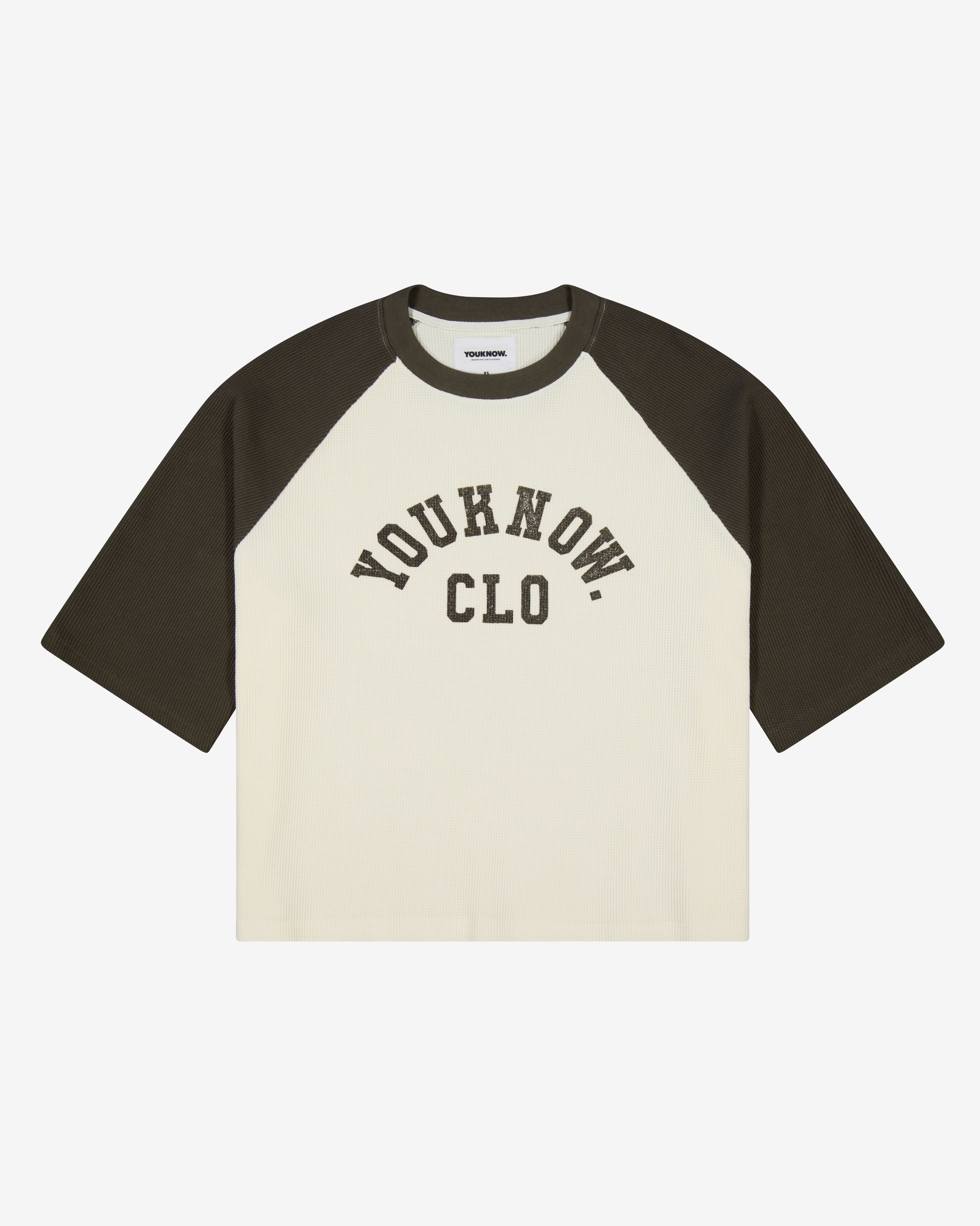 Raglan Waffle Tee | Charcoal/Cream