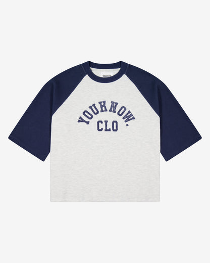 Raglan Waffle Tee | Navy/White