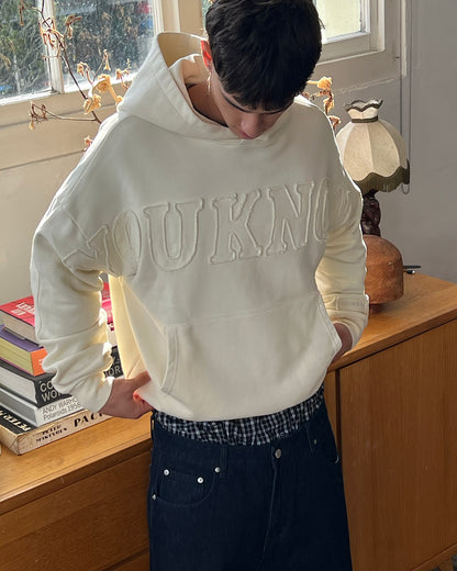 Distressed Applique Hoodie | Washed Cream