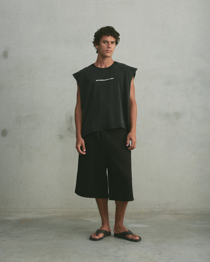 Oversized Raglan Tank | Washed Black