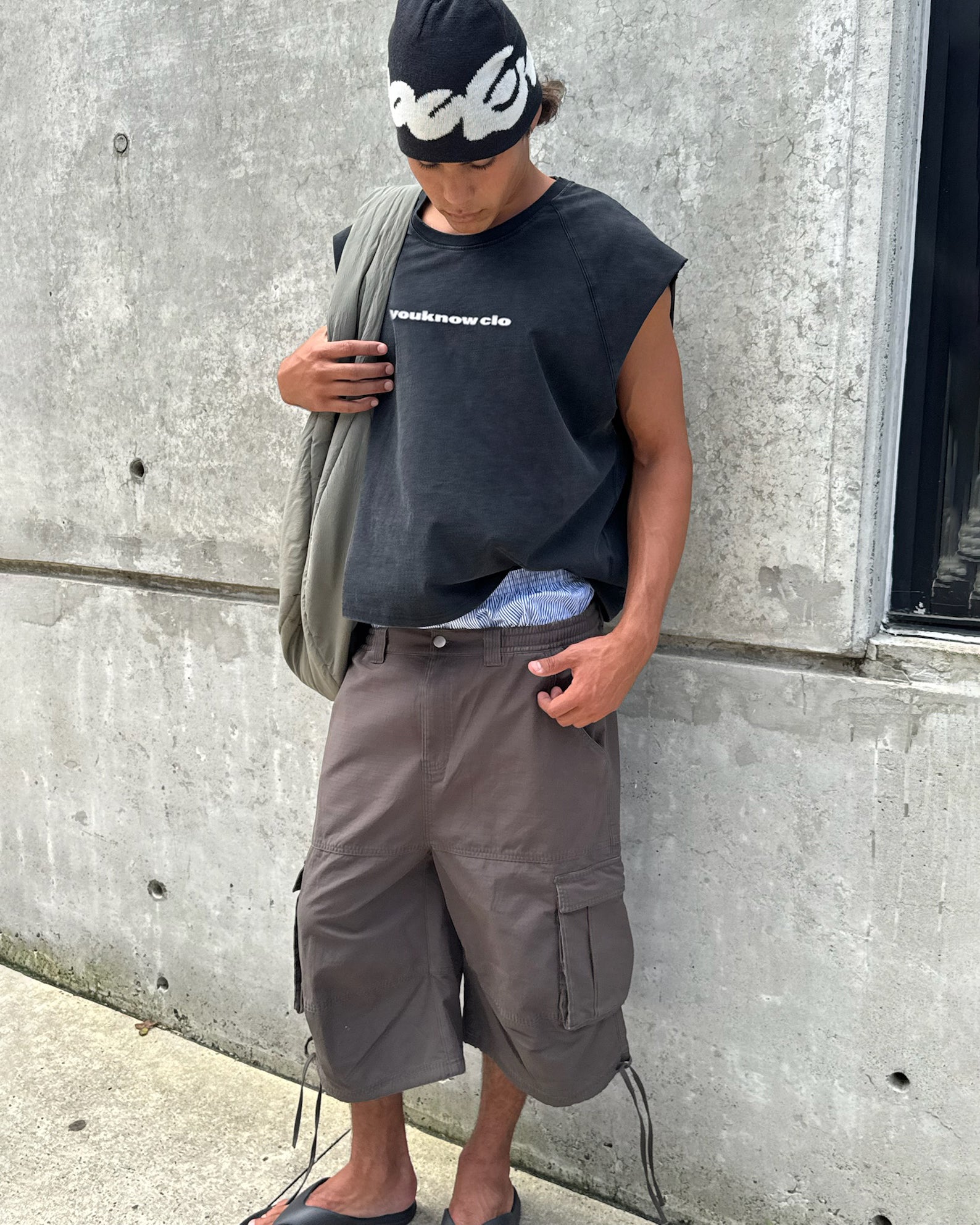 Oversized Raglan Tank | Washed Black