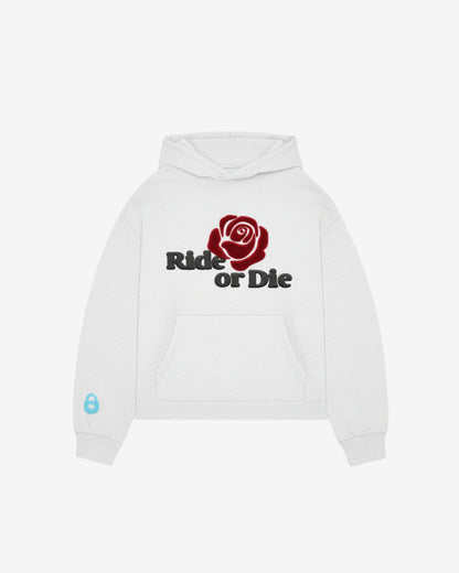 Ride or Die Oversized Hoodie | White Marle
