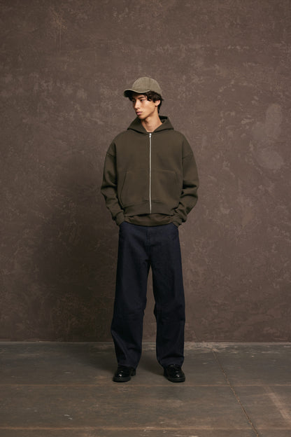 Nothing Zip Up Hoodie | Olive