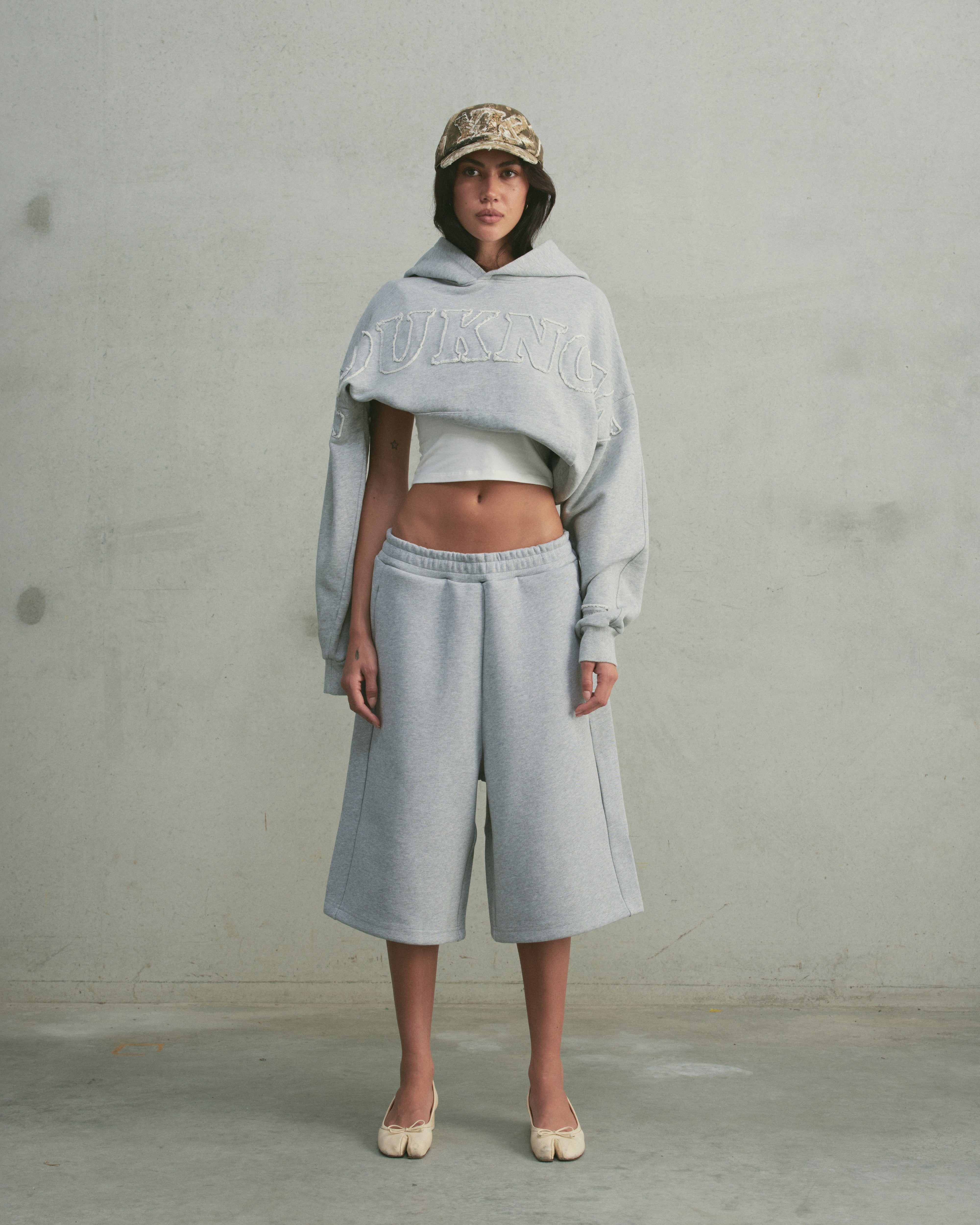 Distressed Applique Hoodie | GREY MARLE