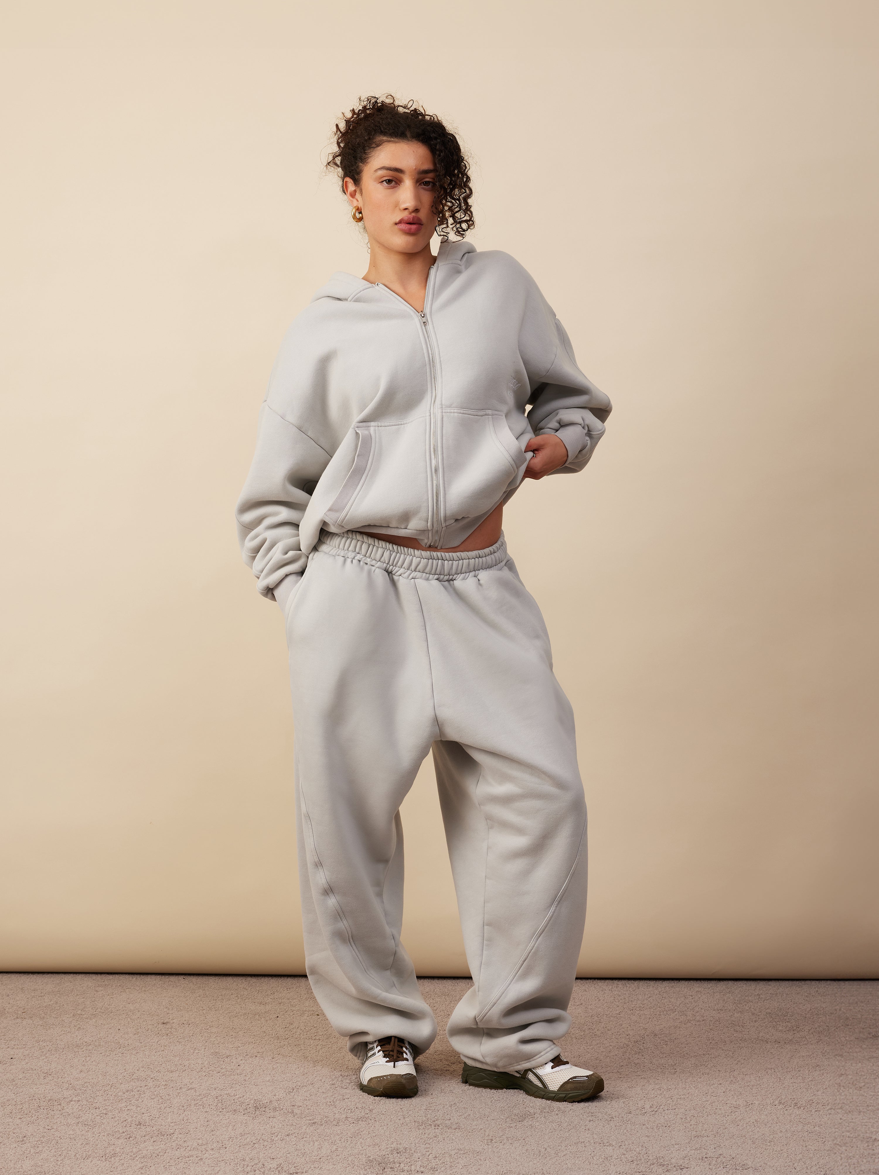 Panelled Trackpants | Light Grey