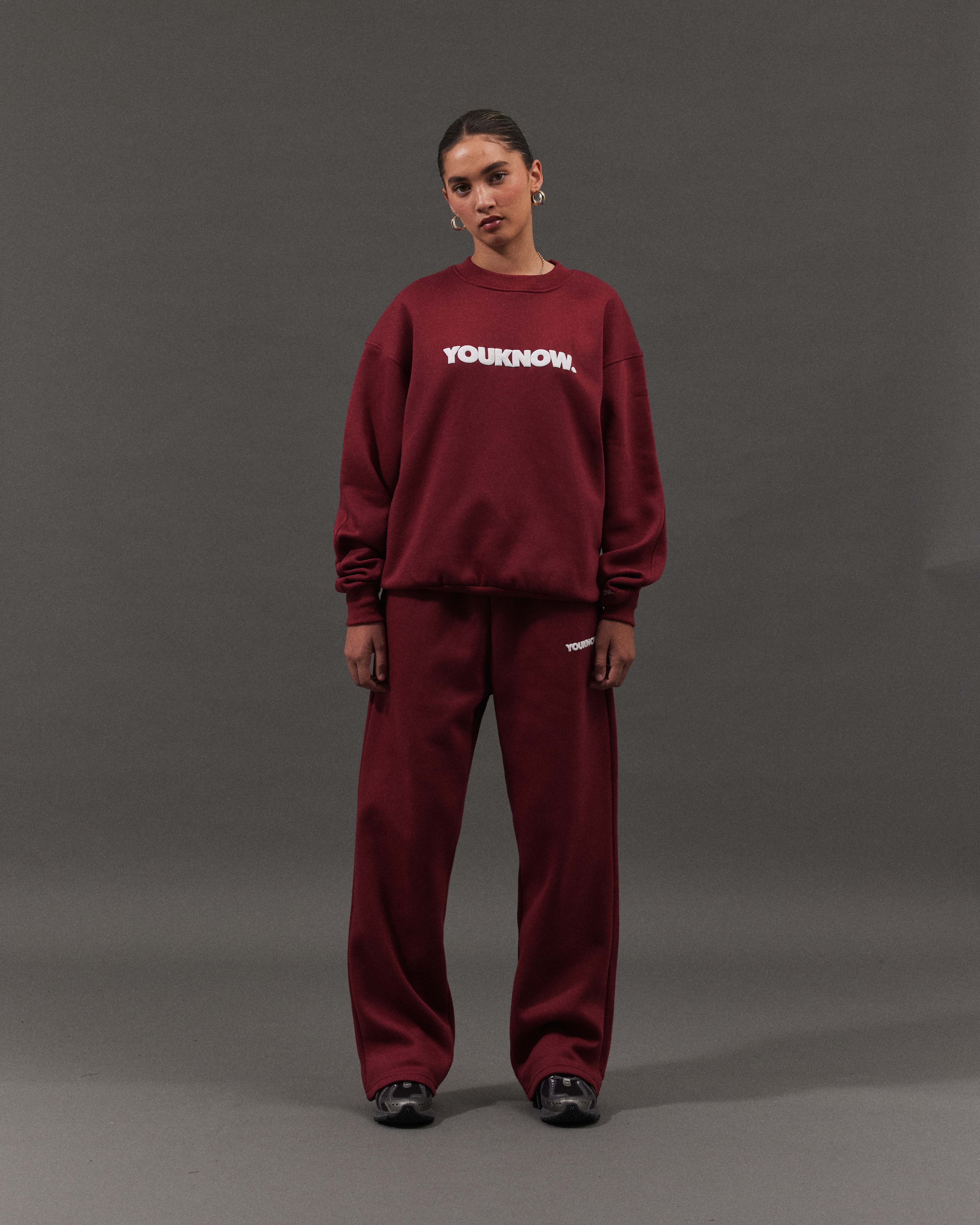 BLOCK WIDE-LEG SWEATPANTS | Maroon