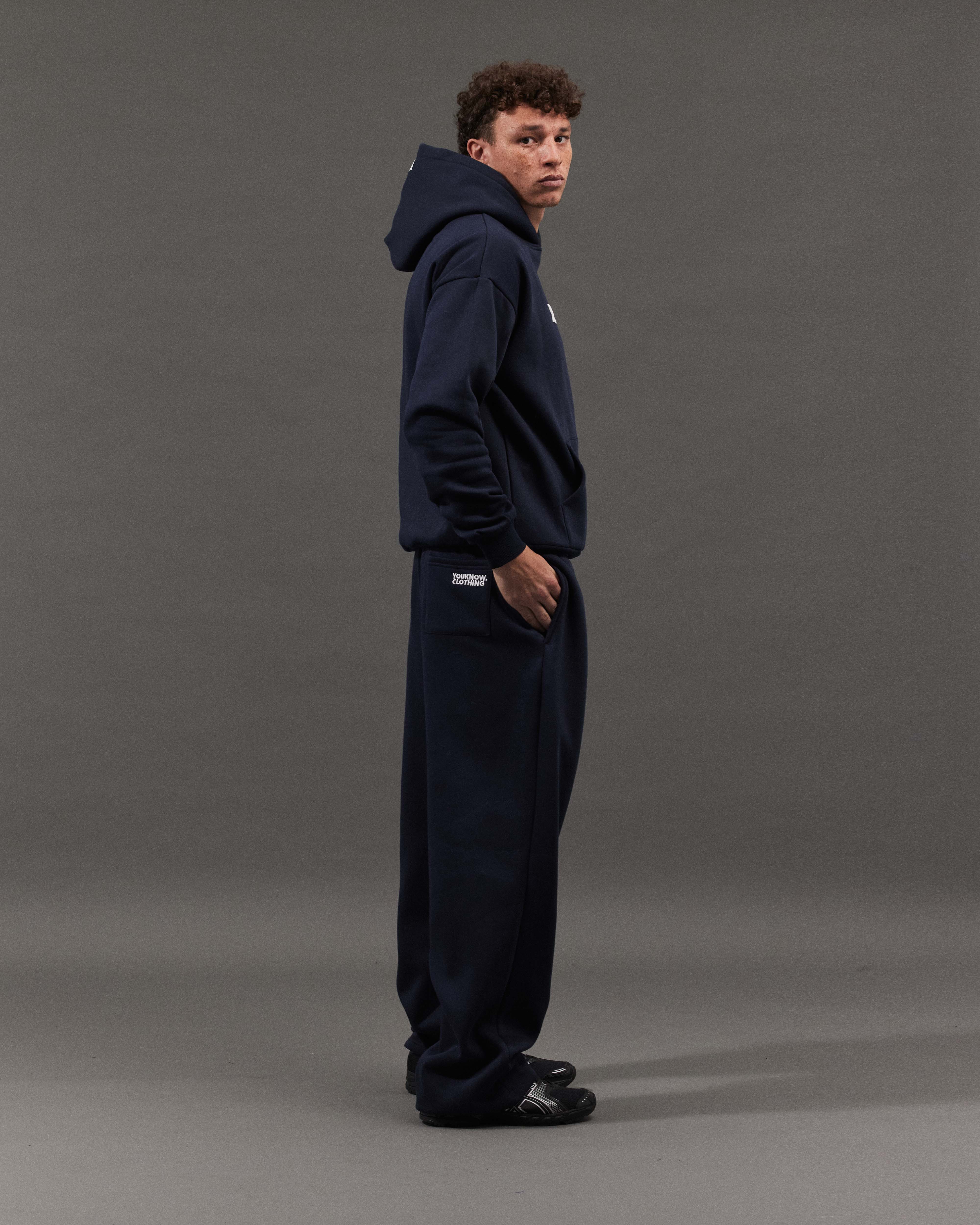 BLOCK WIDE-LEG SWEATPANTS | Navy