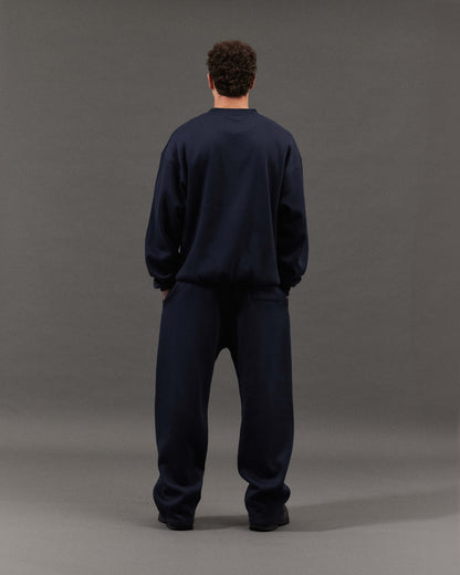 BLOCK WIDE-LEG SWEATPANTS | Navy