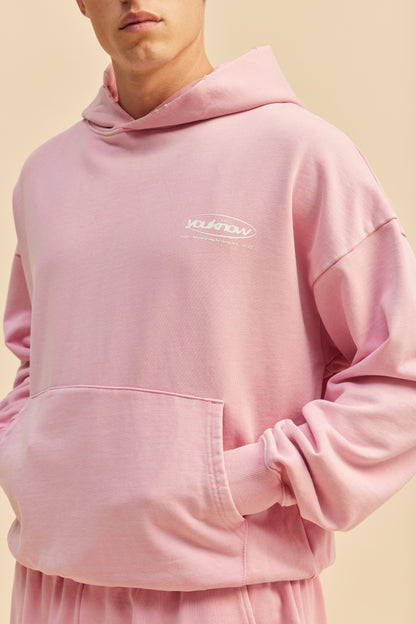 Distressed Logo Hoodie | Washed Pink