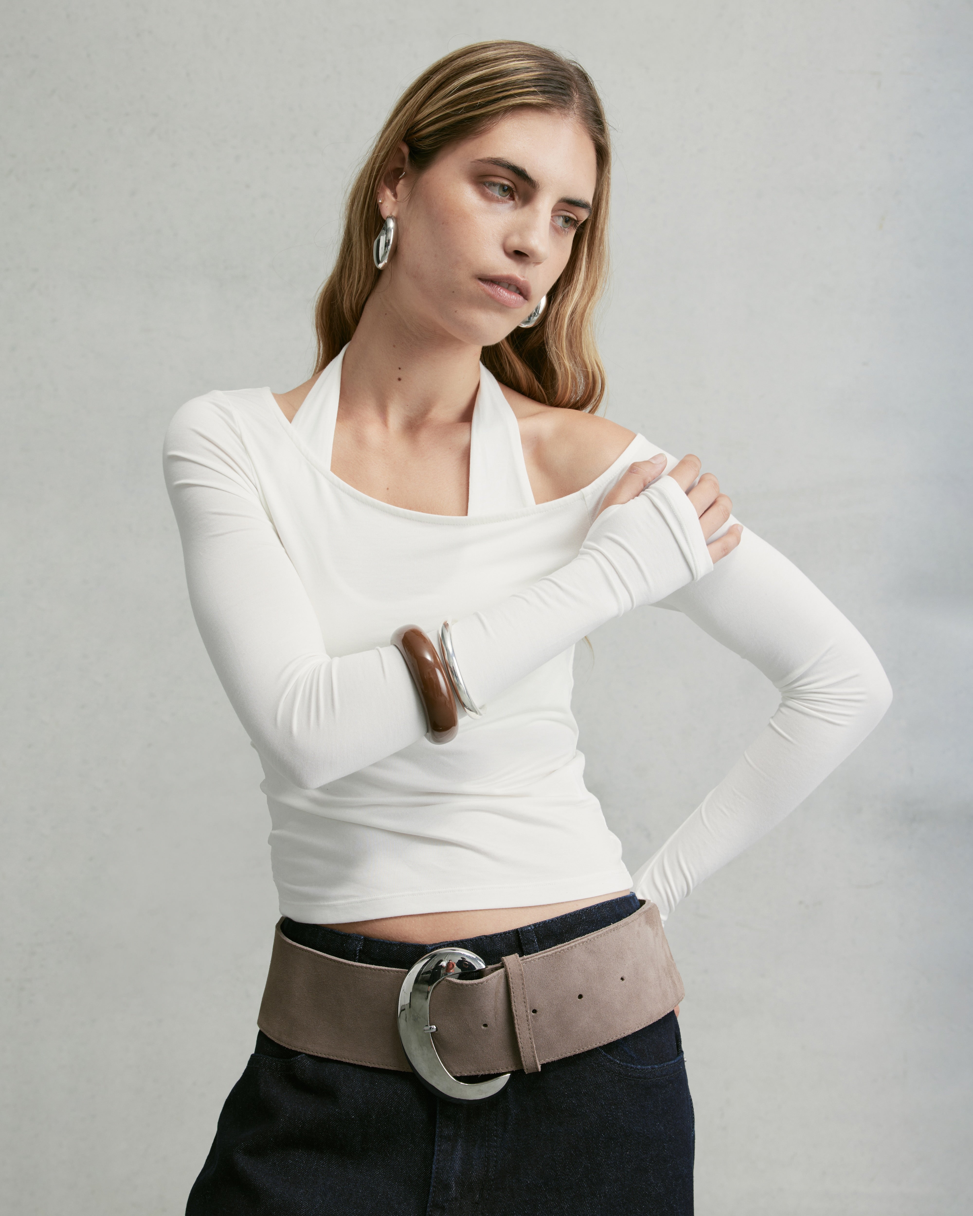 Nothing Layered Halter Longsleeve | Cloud White